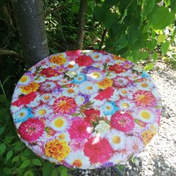 Rund voksdug med elastik �60 cm Flower Power