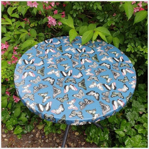 Rund voksdug �60 cm Outlet Bl� Sommerfugle