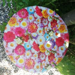 Rund voksdug med elastik �60 cm Flower Power