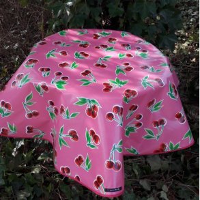 Rund voksdug 120 cm Pink Kirsebr