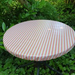 Rund Voksdug Elastik Au Maison Lines-Pink/Orange  60 cm