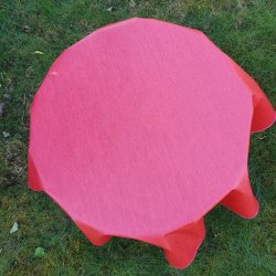 Rund voksdug �139 cm R�d med Pink Kanteb�nd