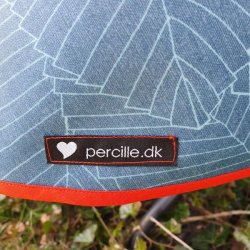 Rund Petrol Tekstildug med Orange Bnd 127 cm