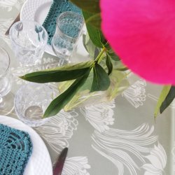 Rund tekstildug Grn Salvie - Elastik 60 cm - OUTLET