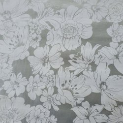 Aleta Gr� S�lv Voksdug med Hvide Blomster