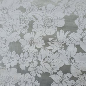 Aleta Gr� S�lv Voksdug med Hvide Blomster