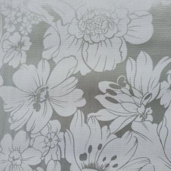 Aleta Gr� S�lv Voksdug med Hvide Blomster