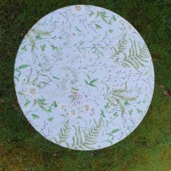 Rund tekstildug Sommereng med hvid bund og blomster - Elastik �60 cm - OUTLET