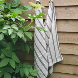 Viskestykke Bomuld Stribet Gr au Maison