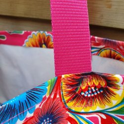 Taske Pink Blomster i Voksdug 