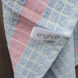 Viskestykke Frott� Lysebl� med Rosa