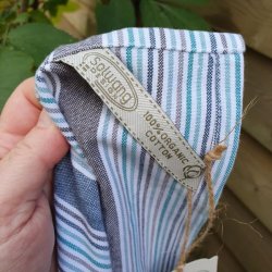 Viskestykke Azur/Gr med smalle striber OV36