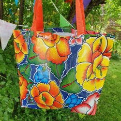 Taske Mega Blomster i Voksdug