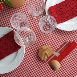 Rund voksdug 140 cm Rd/Hvid Ternet  Au Maison