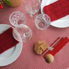 Rund voksdug 140 cm Rd/Hvid Ternet  Au Maison