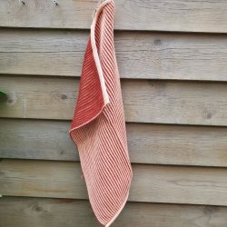 Ribstrikket H�ndkl�de i Terrakotta