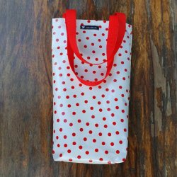 elcykelbatteritaske hvid med rde prikker