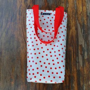 elcykelbatteritaske hvid med rde prikker