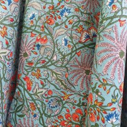 Viskestykke Bomuld Artisan Turkis Bl� med Blomster