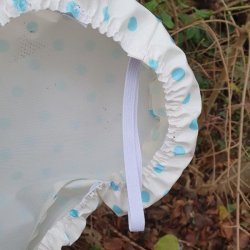 Cykelsadelovertr�k Margit Hvid med Turkis Prikker