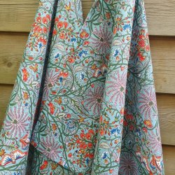Viskestykke Bomuld Artisan Turkis Bl� med Blomster
