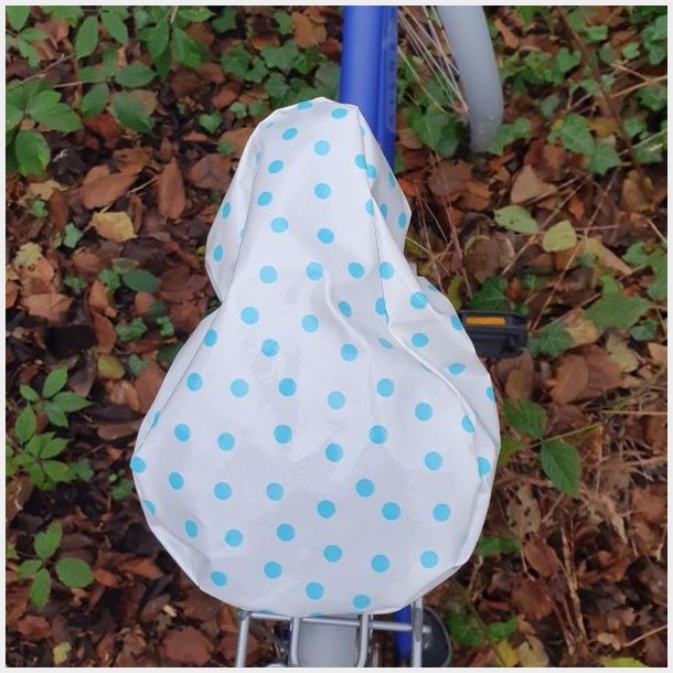 Cykelsadelovertr�k Margit Hvid med Turkis Prikker