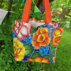 Taske Mega Blomster i Voksdug