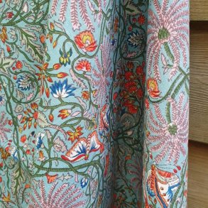 Viskestykke Bomuld Artisan Turkis Bl� med Blomster