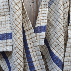 Viskestykke Frott� Beige med Khaki og Bl�