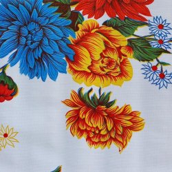 Crisantemos Hvid Voksdug med Blomster