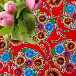 Rund Mexicansk Voksdug �120 cm Florapola R�d