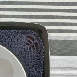 SortHvidGr Stribet Voksdug 140 cm