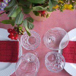 Rund voksdug 140 cm Rd/Hvid Ternet  Au Maison