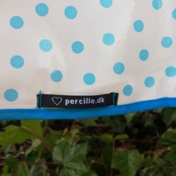 Rund voksdug 120 cm Hvid med Turkis Prikker