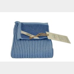 Ribstrikket Hndklde i bl