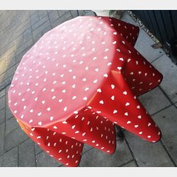 Rund voksdug 140 cm Rd med Hjerter