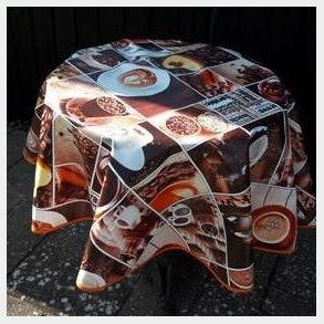 Rund voksdug 140 cm Kaffemnstret