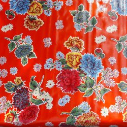 Chrisantemos orange voksdug med blomster