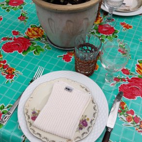 Rosendal Mint voksdug mintgrn med blomster og tern