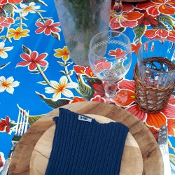 Fortin Bl Voksdug  med Blomster