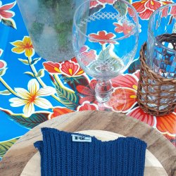 Fortin Bl Voksdug  med Blomster