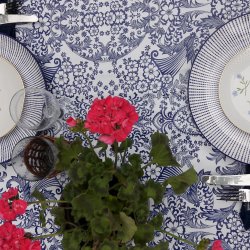 Paraiso Hvid voksdug med blt mnster