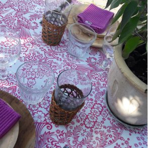  Paraiso Mexicansk Hvid Voksdug med Pink M�nster