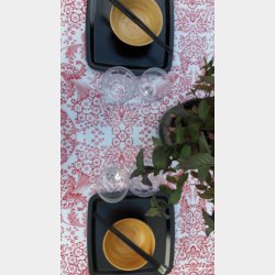  Paraiso hvid voksdug med rdt mnster