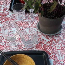  Paraiso hvid voksdug med rdt mnster