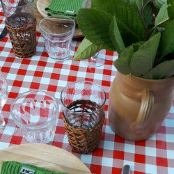 Storternet voksdug i rd og hvid