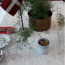 roligt og romantisk hvid voksdug 