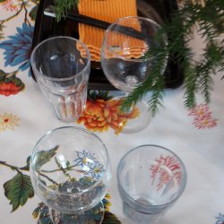 Crisantemos Hvid Voksdug med Blomster