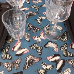 Rund voksdug med Elastik Sommerfugl 139 cm