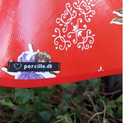 Rund voksdug 120 cm Rd med Lilla Blomster